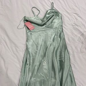 BIRDY GREY SAGE SATIN DRESS